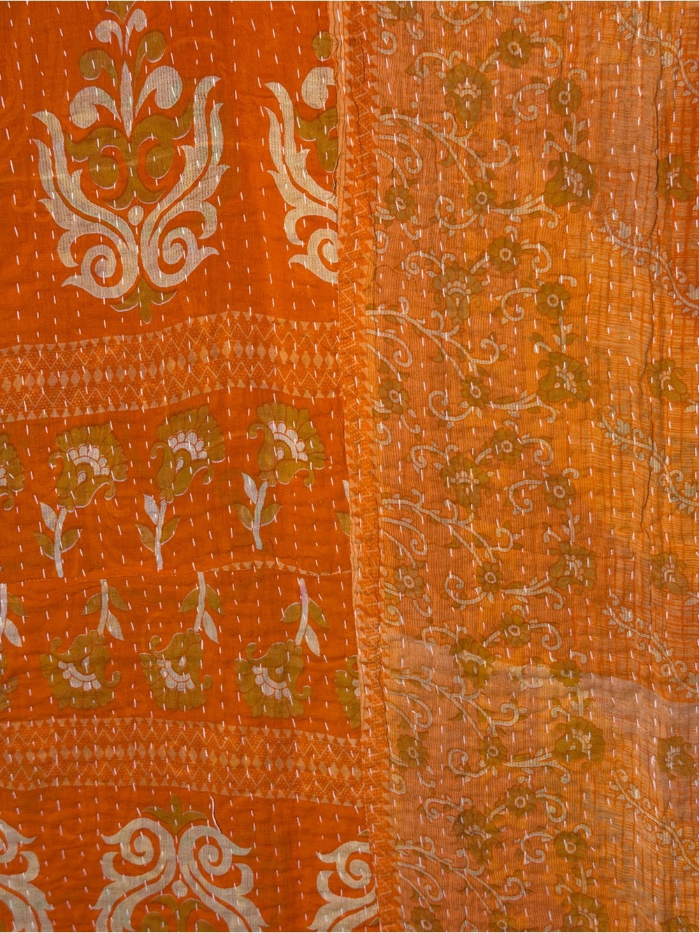 Handmade Vintage Kantha Quilt Indian Sari Twin Blanket Throw 52x80 - Picture 10 of 13